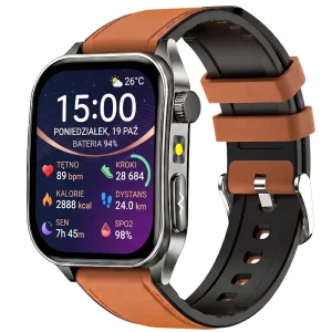 Kardiowatch Exon Orion z miodowym paskiem i medyczną tarczą zegarka
