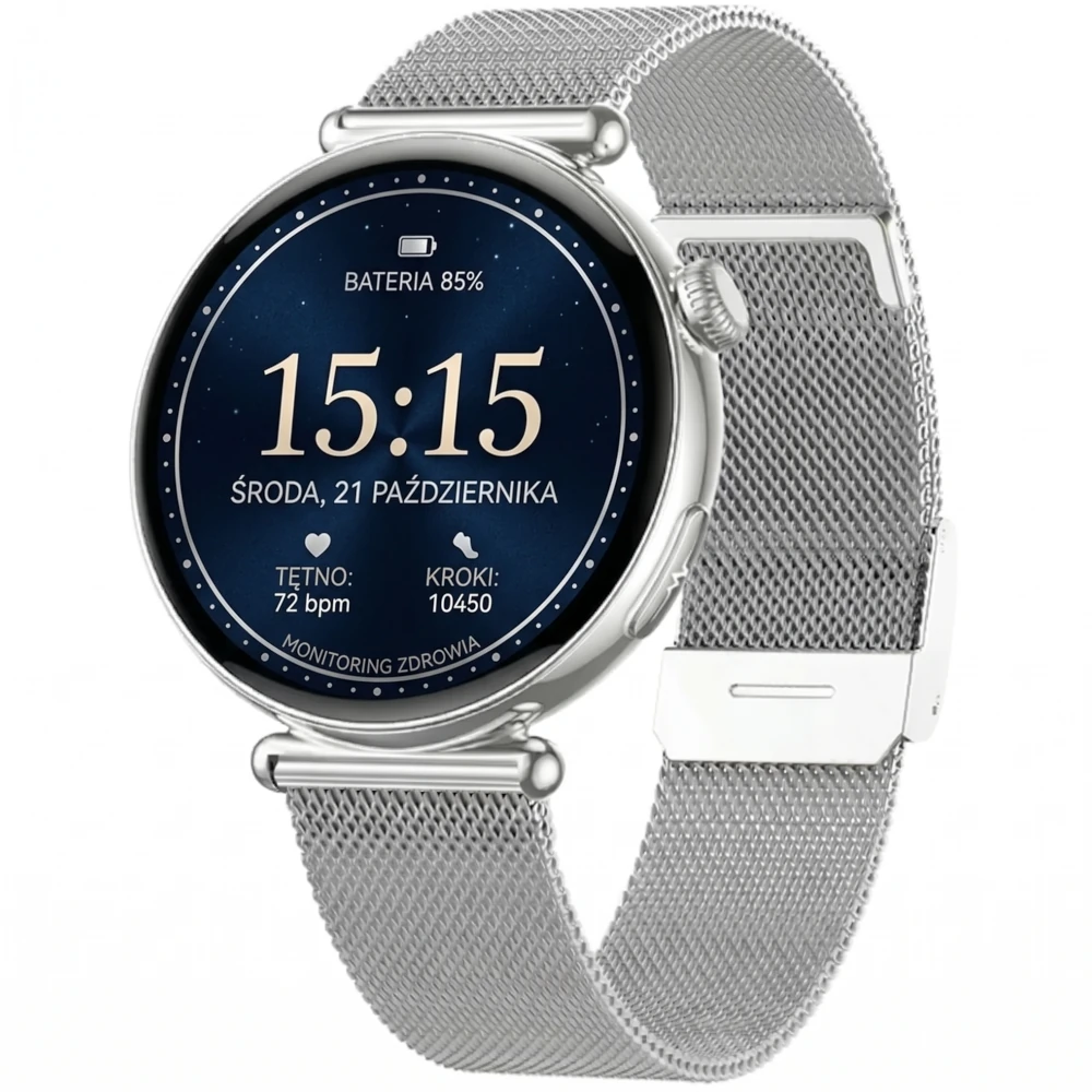 Smartwatch kobiecy Exon Lumina na srebrnej bransolecie
