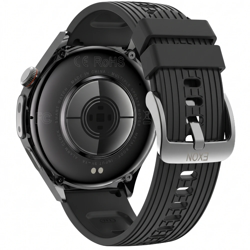 Grafitowy smartwatch EXON Vireo z silikonowym paskiem