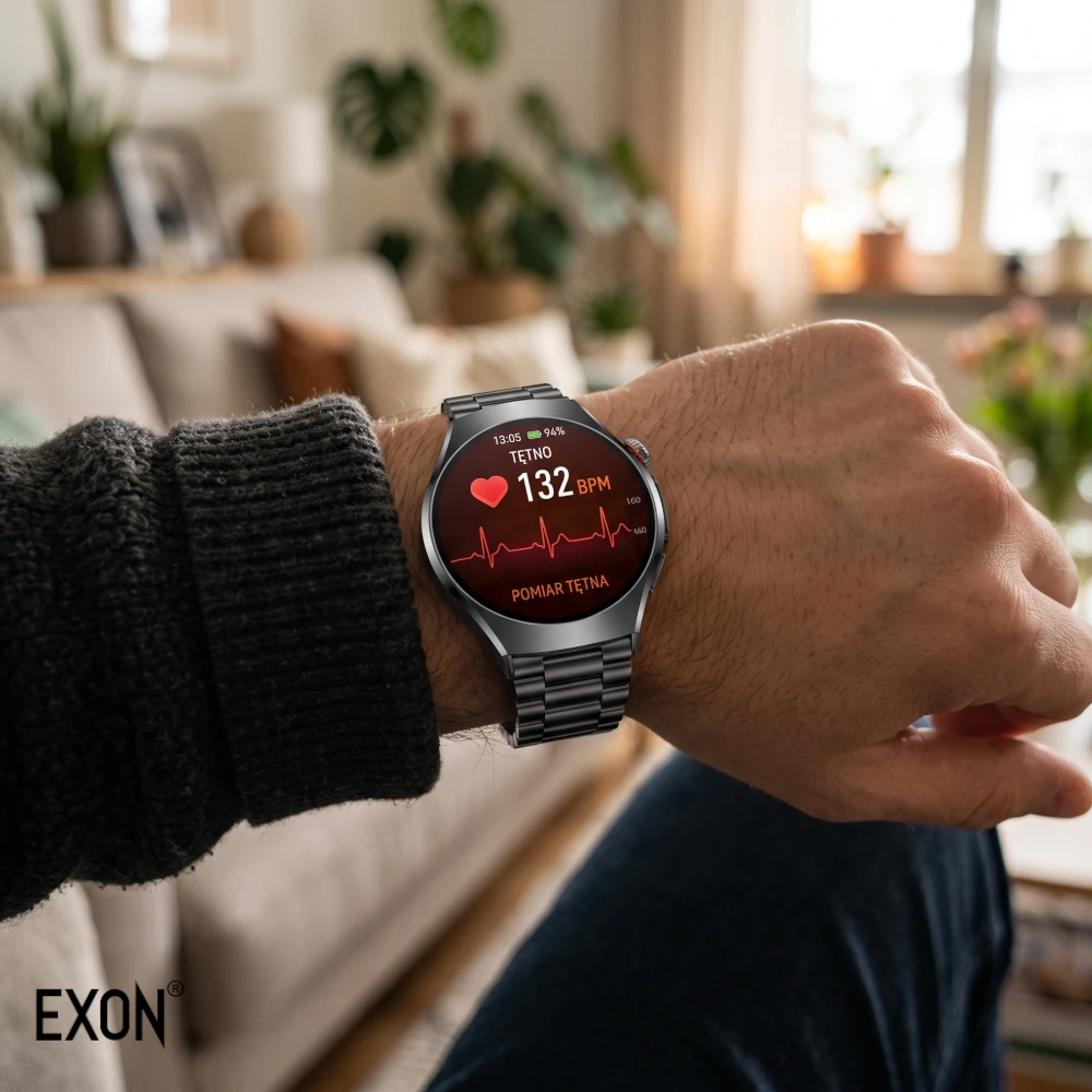 Kardiowatch EKG Exon Vireo automatyczny pomiar tętna na zegarku