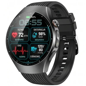 Kardiowatch EKG EXON Vireo z ekranem prezentującym pomiar tętna, saturacji SpO2, EKG oraz ciśnienia krwi.