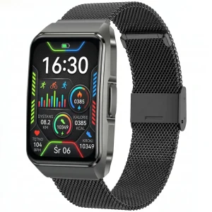 Kardiowatch EKG Exon VOLT na czarnej stalowej bransolecie