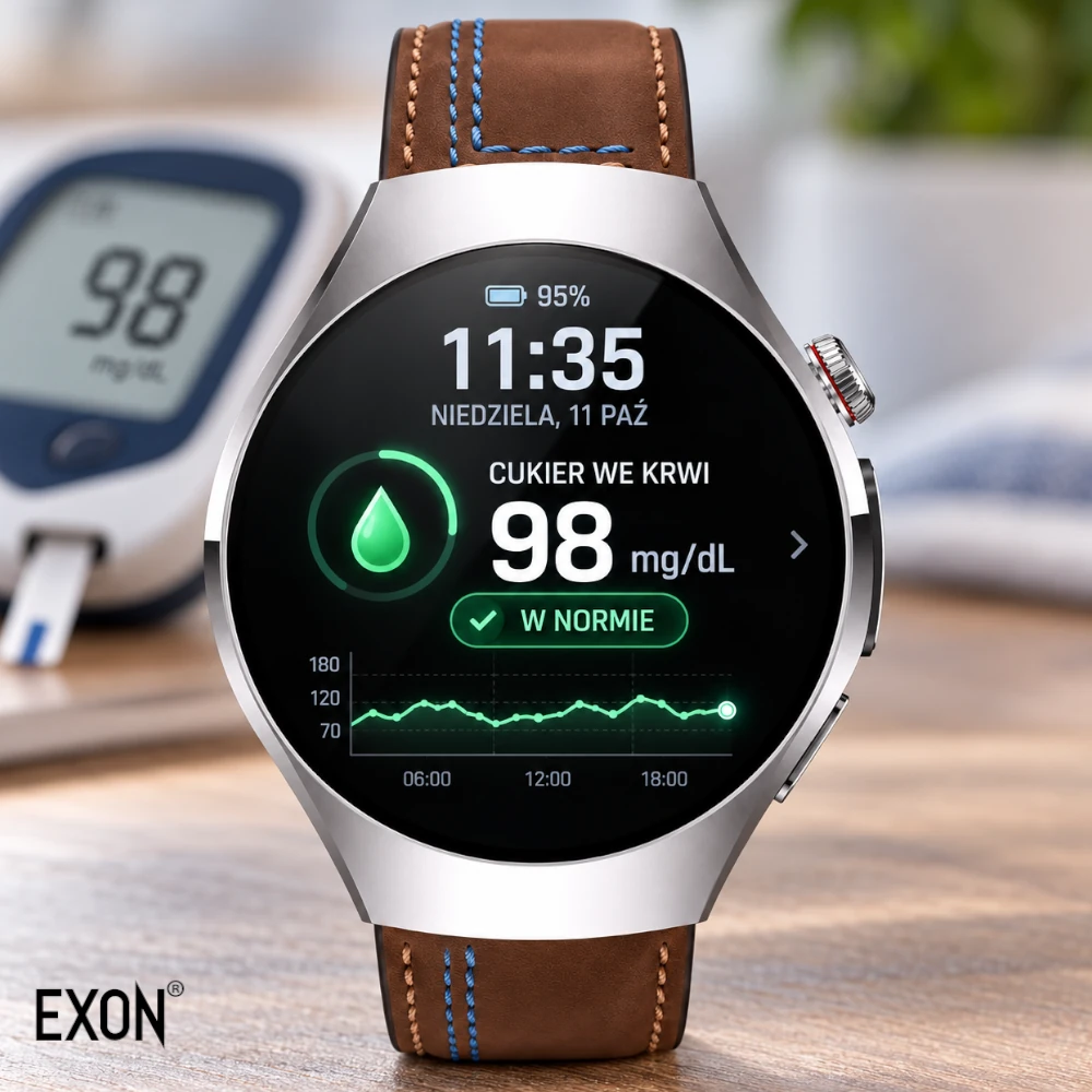 Zegarek z pomiarem cukru we krwi Kardiowatch EKG Exon Vireo